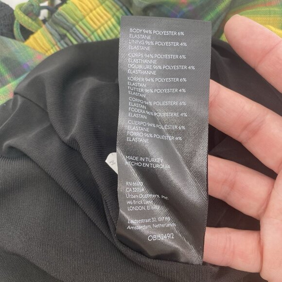 Urban Outfitters UO Tula Layered Mesh Playsuit  Romper Size Medium Plaid Smock - Picture 11 of 11